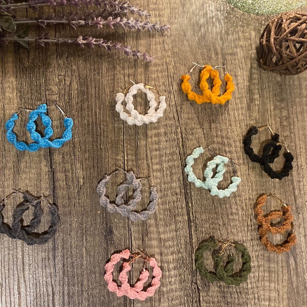 Macrame Hoop Earrings | Handmade
